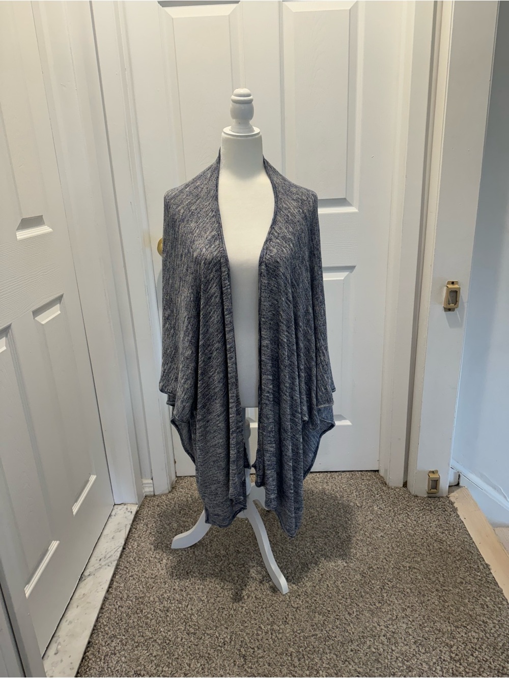 UK2LA Heathered blue Open-Front Draped Wrap